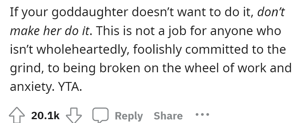 It's her choice; he shouldn't make her feel embarrassed