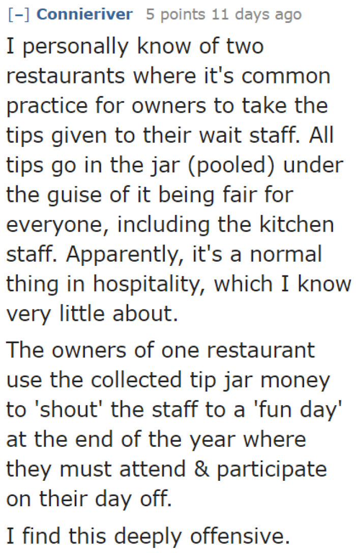 Sadly, there are owners who blatantly steal tip money. They're even stealing their employees' precious time too!