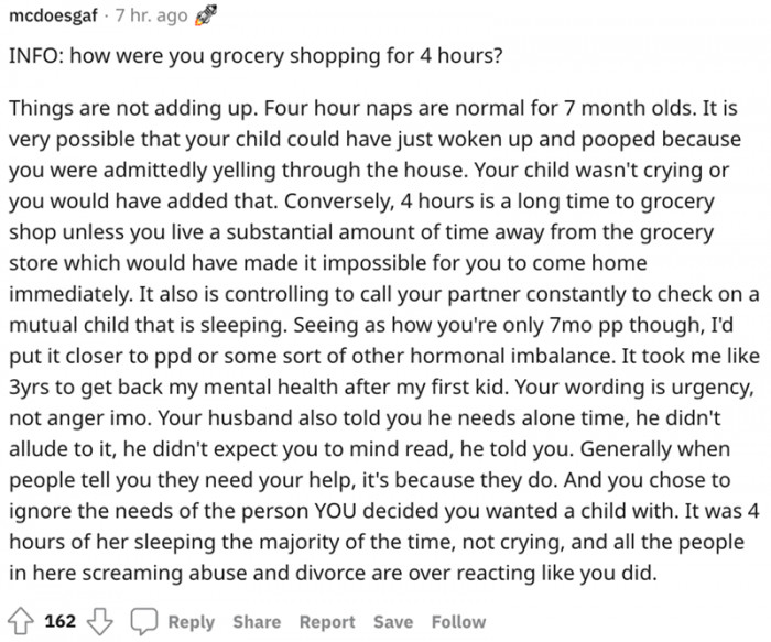 How were you grocery shopping for four hours?