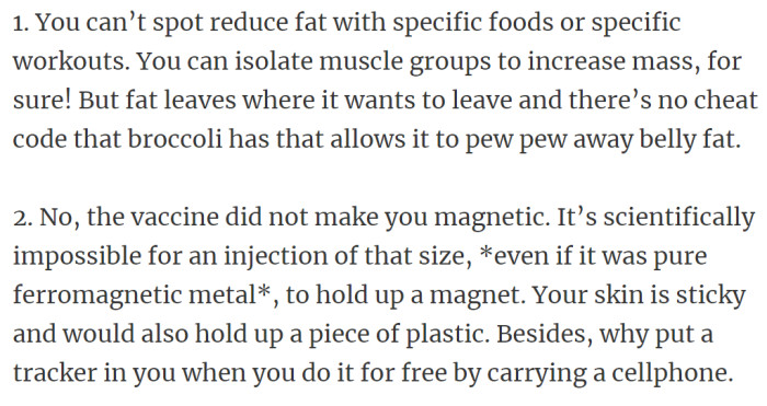 9. The vaccine did not make you magnetic