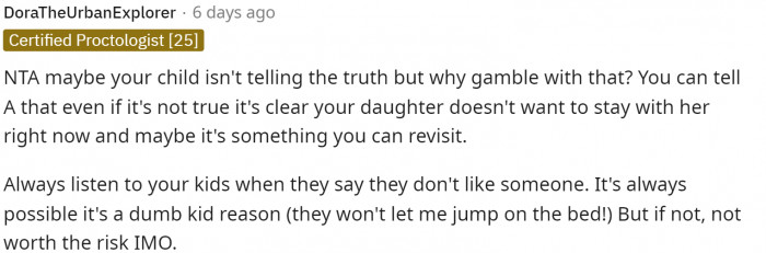 Ultimately, she should just listen to her daughter no matter what about not wanting to go.