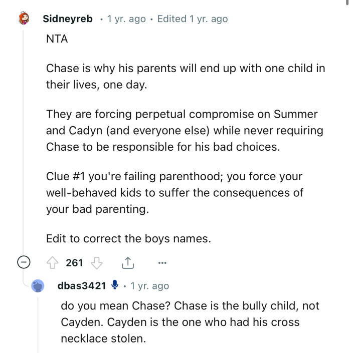 “They are forcing perpetual compromise on Summer and Cadyn, while never requiring Chase to be responsible for his bad choices.”