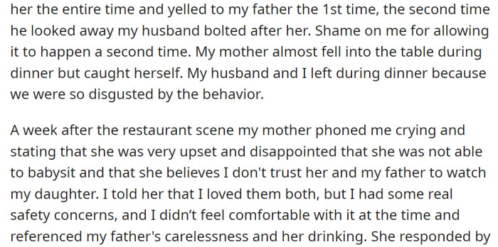 The OP tried to tell them her concerns: