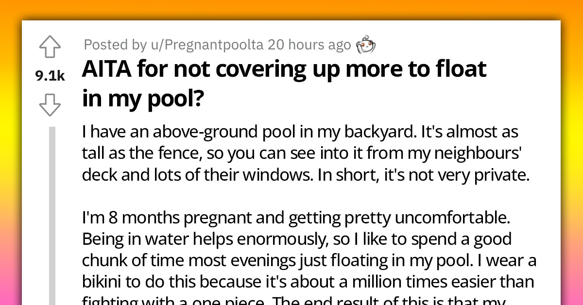 Pregnant Woman Turns To Reddit After A Neighbor Asks Her To "Cover Up More" In The Pool