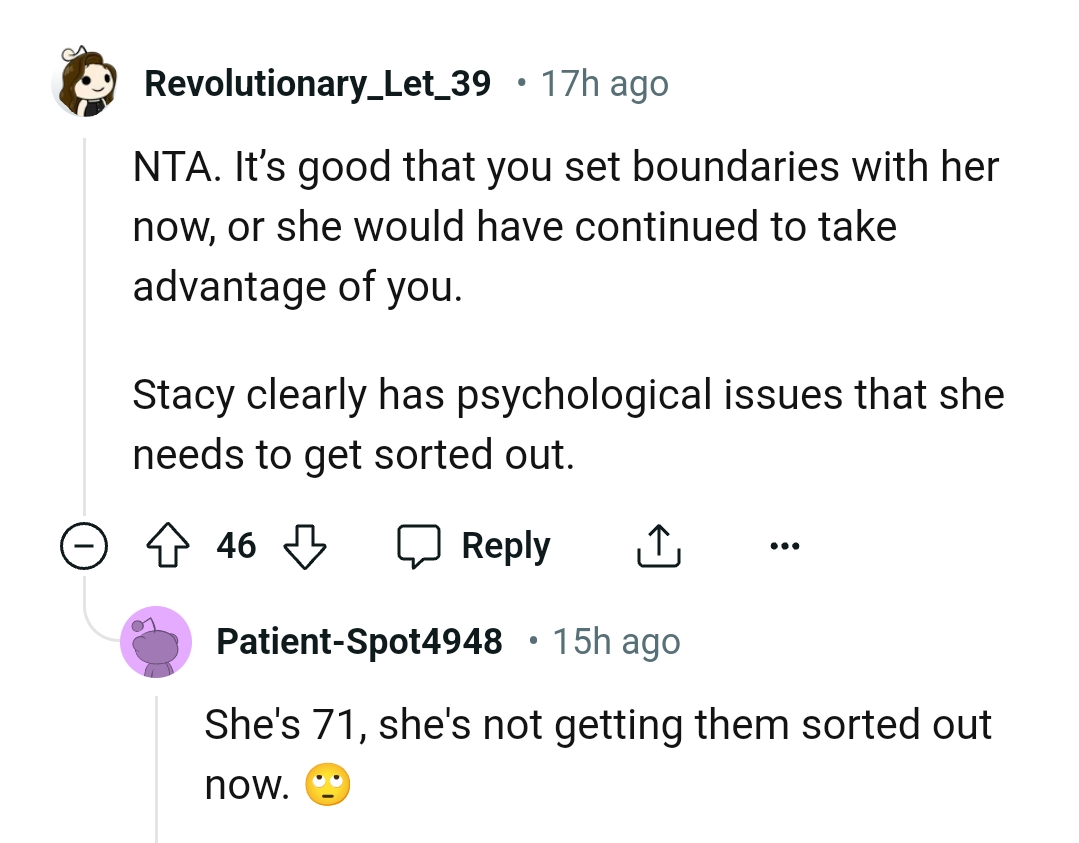 Stacy May Have Psychological Issues That Need to Get Sorted Out