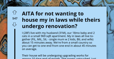 Redditor Refuses To House Her In-Laws While They're Renovating Their Home Because They Never Respect Her Boundaries