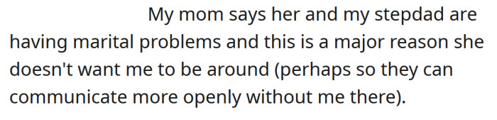 The OP's mom said she and her stepdad were having