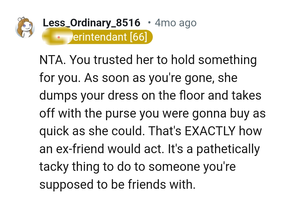 She Dumped OP's Dress and Took Off with the Purse