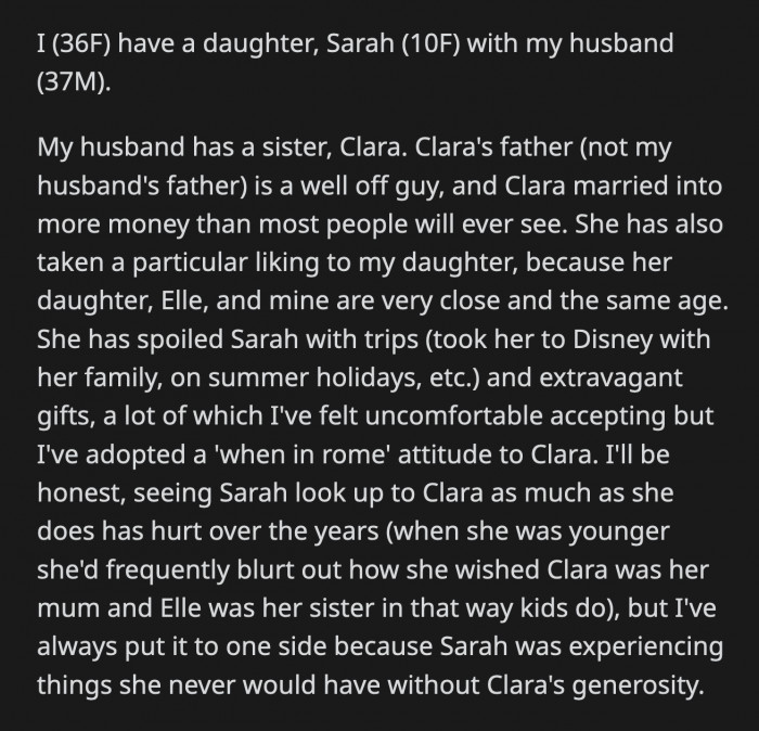 In This Case, Sarah = Sophie, Clara = OP, and Elle = Luisa