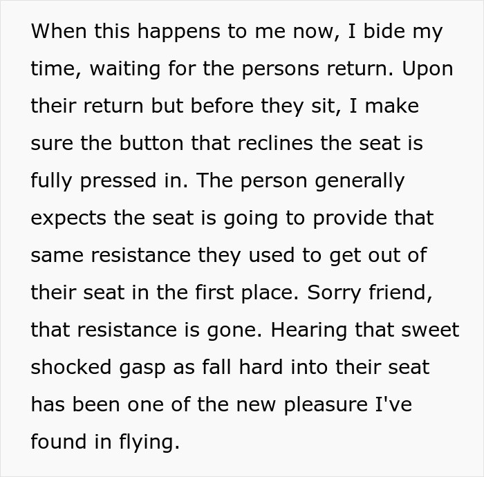 The person generally expects the seat to provide that same resistance