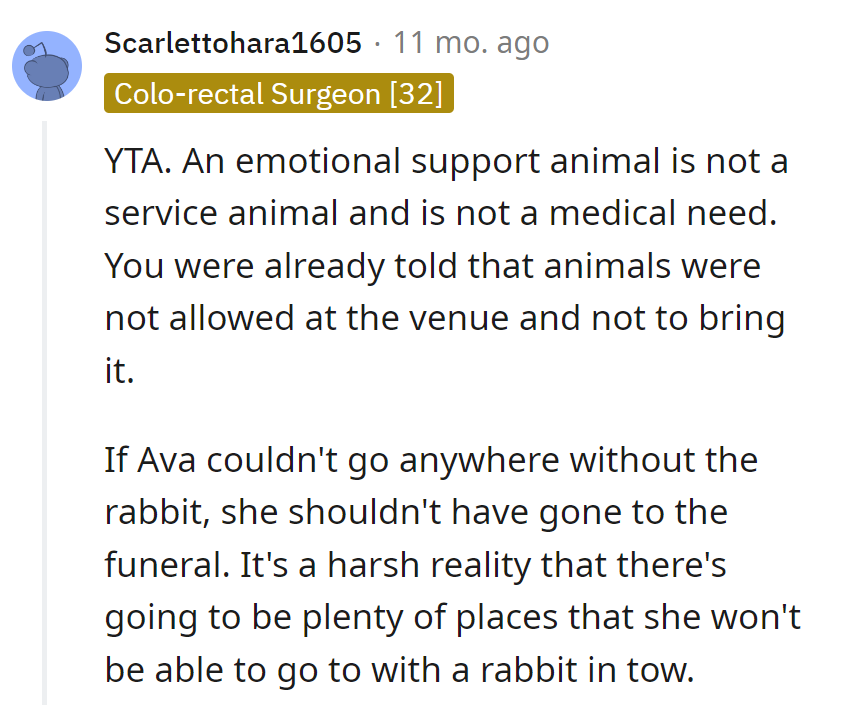 Not every venue is pet-friendly—emotional support or not, some places are just anti-bunny.