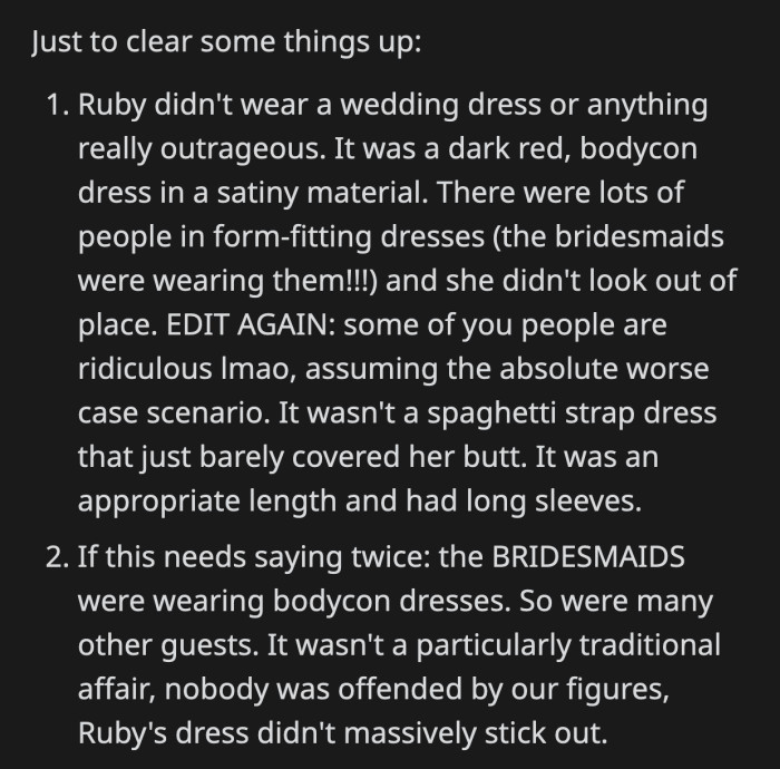 OP clarified things and explained what Ruby wore to the wedding