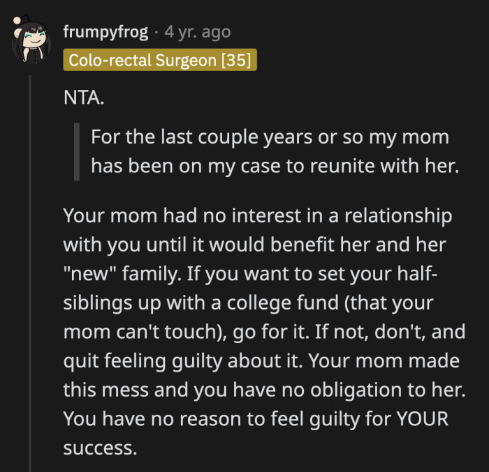 The timing of contacting OP is highly suspicious and an education fund sounds better than just sending money to his estranged mom