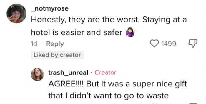 People are saying that they prefer hotels.