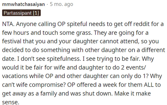 The key question here is why the wife is unwilling to make concessions or find a middle ground.