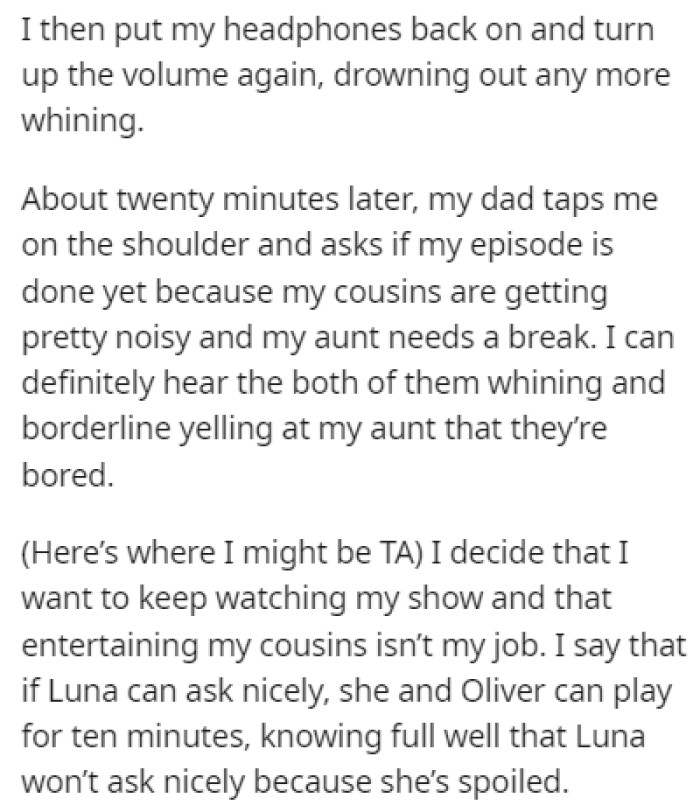 OP's dad told him to give them the tablet but OP said he'd only do it if they asked nicely