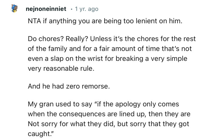 “NTA… If anything, you are being too lenient on him.”