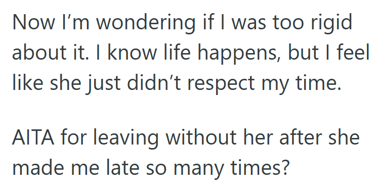 Now she’s second-guessing herself—was it fair to draw the line, or was it just too harsh for a friend?