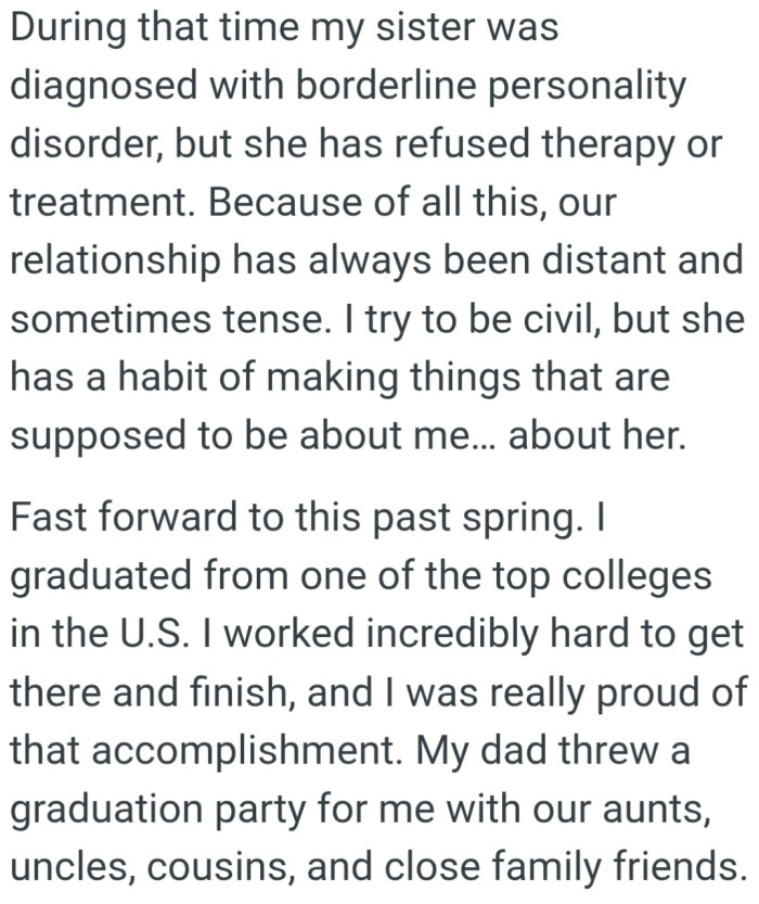 OP's sister gets diagnosed