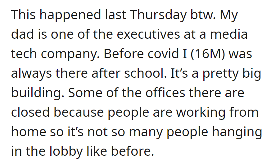 OP's dad is one of the executives at a media tech company...