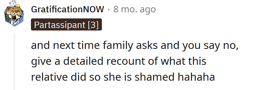 Use this as an example for next time.