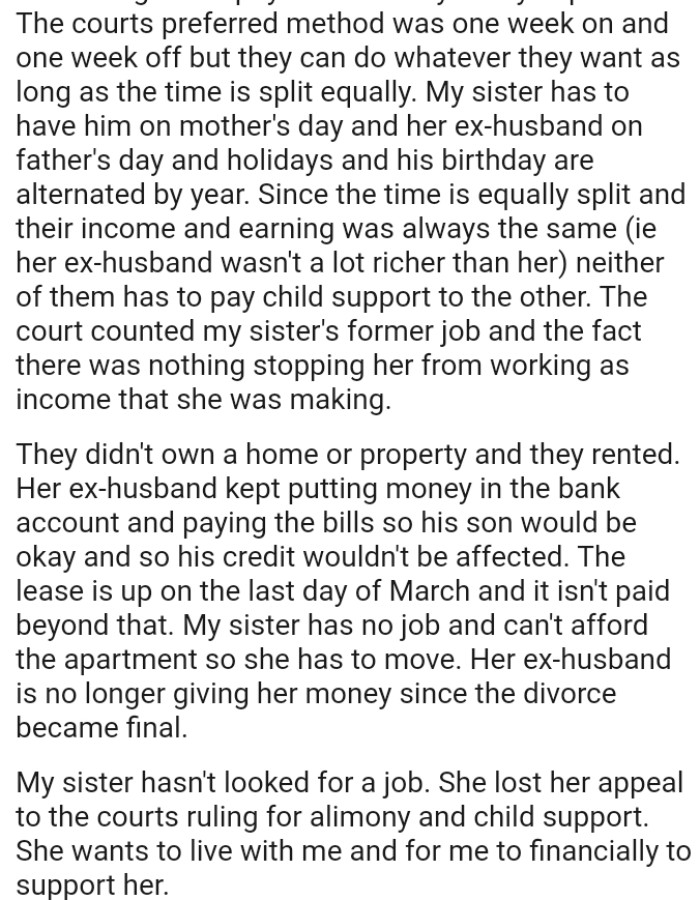 There was nothing stopping the OP's sister from working