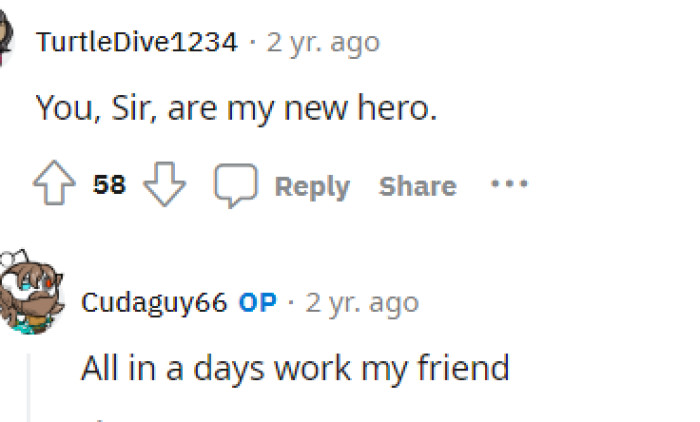 People were quite proud of OP, and they gave him tons of rewards on his post itself, which seems to be greatly deserved.