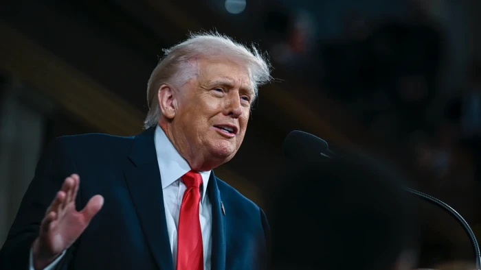 Donald Trump speaking during remarks honoring fallen U.S. service members