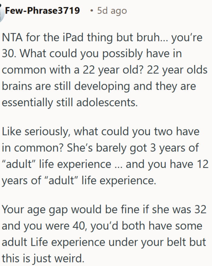 The age gap isn't the real problem - the life experience gap is