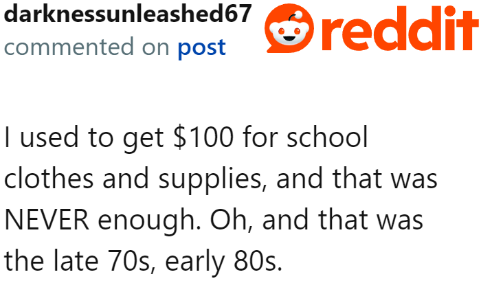 One user points out that $100 is not enough, even back in the '70s and '80s.