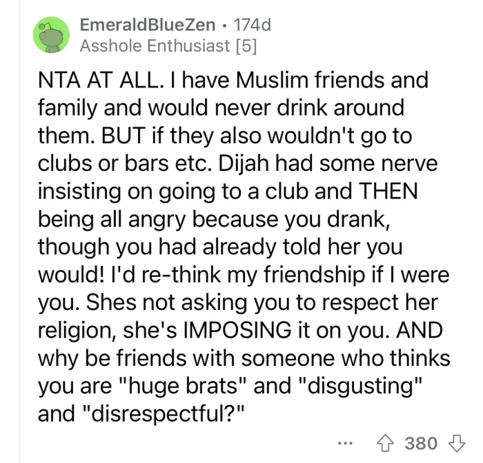 “Shes not asking you to respect her religion, she's IMPOSING it on you.”