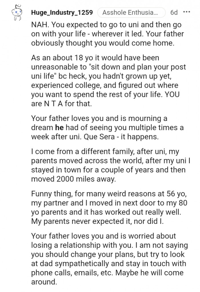 For this redditor, the OP's dad will come around