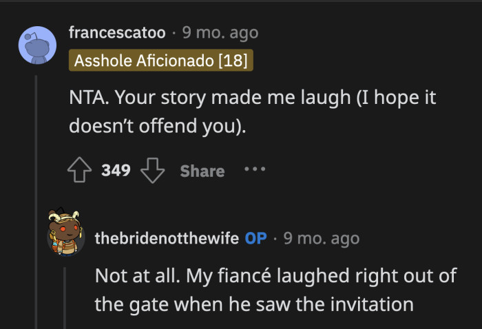It would be easier to invite the divorce attorney to the wedding, just in case.