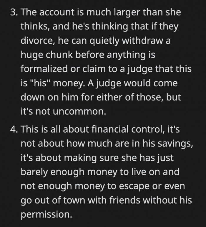 None of these scenarios are great for Grace, as they only benefit her parasitic husband.
