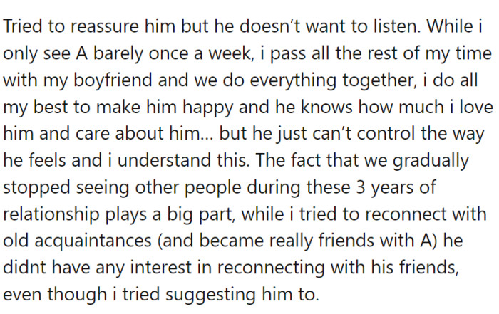 Boyfriend doesn't want her to go with this friend