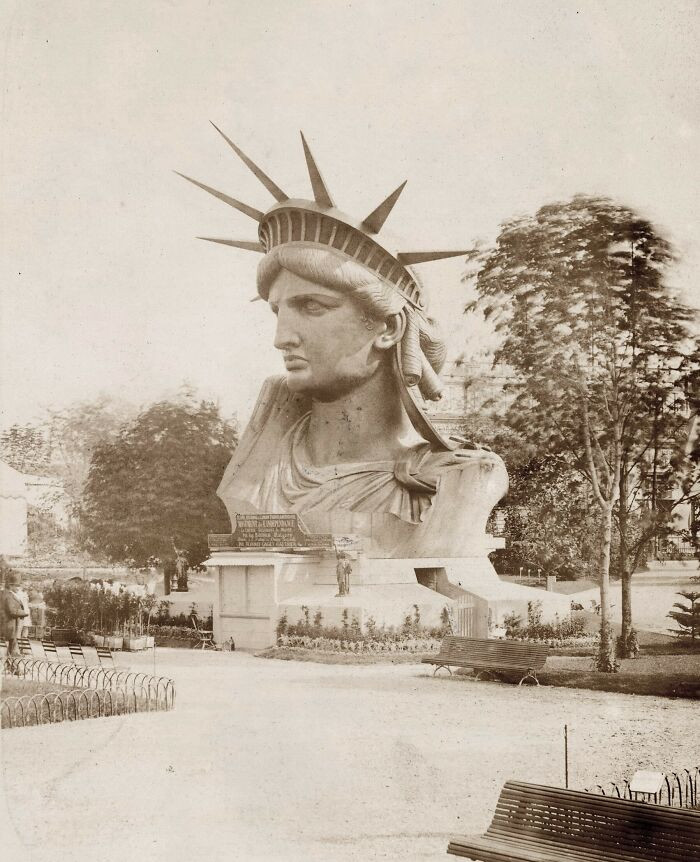 "Head Of The Statue Of Liberty On Display In A Paris Park, 1883"
