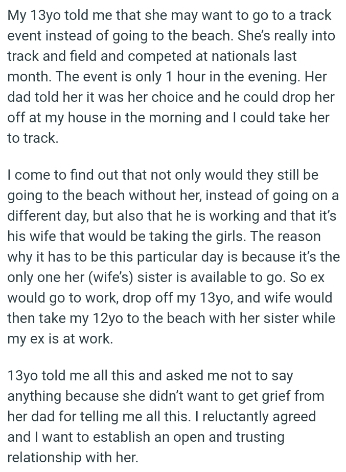 The OP wants to establish an open and trusting relationship with her daughter