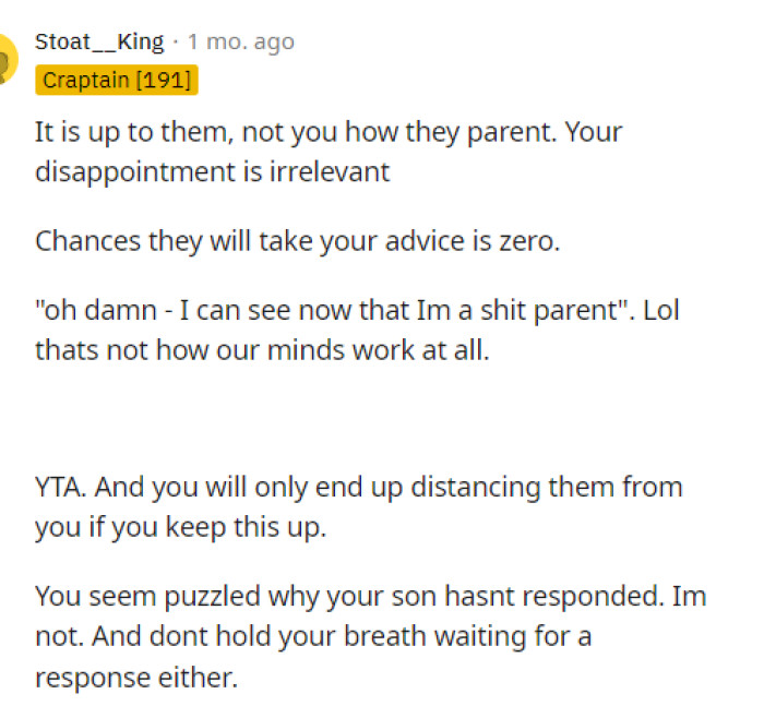 This definitely shows that people were not on her side about this, and they told her quite specifically how they felt.