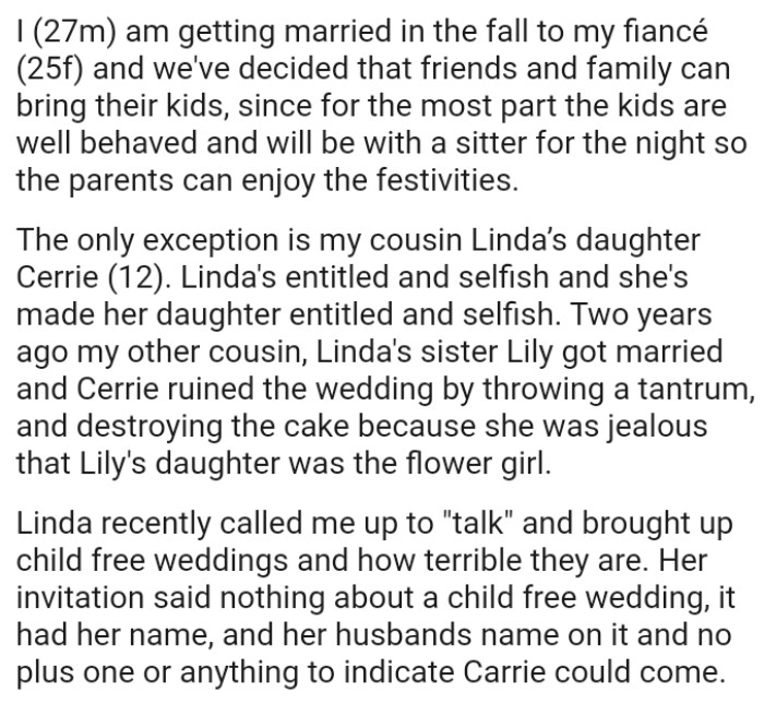 For the most part, the kids are well-behaved and will be with a sitter for the wedding night