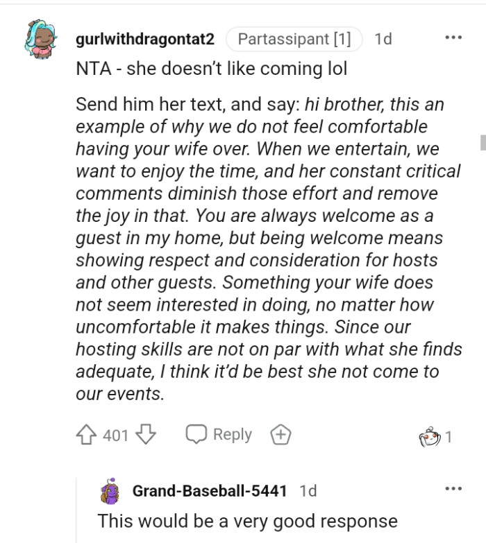 This Redditor pens down a response the OP should send to his brother