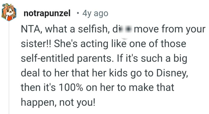 She is acting like a self entitled parent