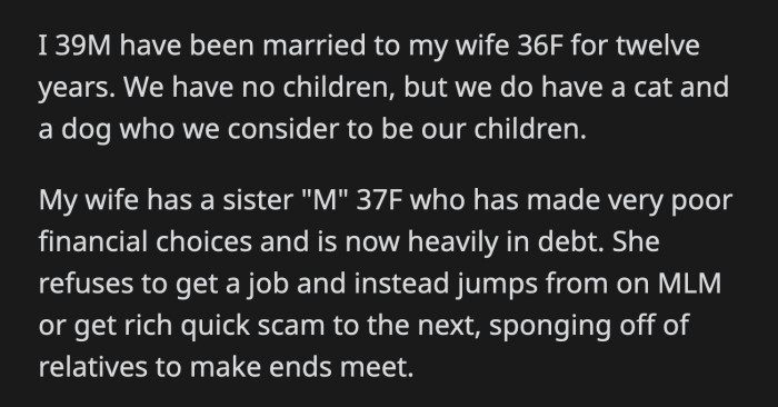 OP confronted his wife about it. She said her sister needed capital for her new business selling fake nails and makeup.