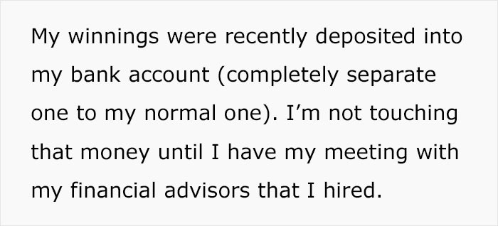 The OP isn't touching the money