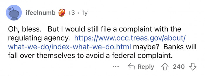 OP should still file a complaint against the bank.