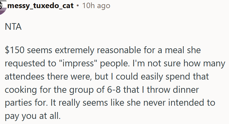 Seems like she never intended to pay OP at all.