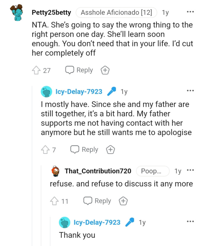 OP's mom will learn soon enough