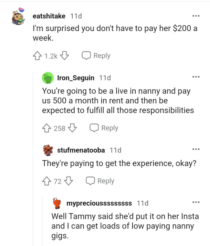 This Redditor is of the opinion that the babysitter shouldn't even be paid