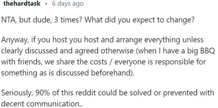 Clear Communication and Agreement Are Essential in Preventing Misunderstandings and Conflicts, Especially When It Comes to Hosting Events Like BBQs