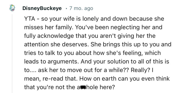 “How on earth can you even think that you're not the a**hole here?”