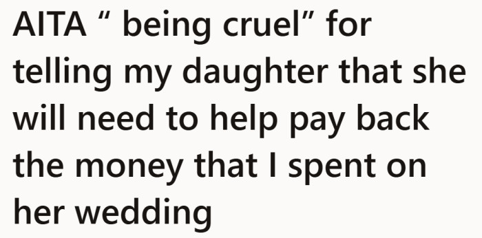 The father opens with a question that already hints at the tension to come. A canceled wedding, a large bill, and a family disagreement are about to collide.